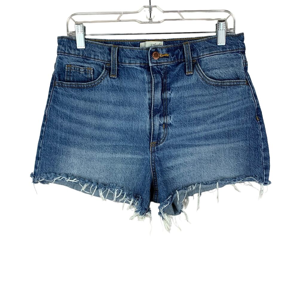 Universal Thread Jean Shorts Highest Rise Shortie Raw Frayed Hem Denim Women's 8